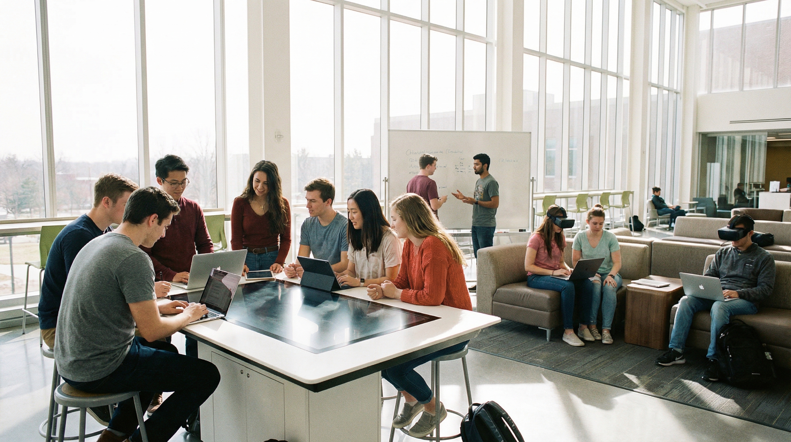 Students developing modern skills for the future in an educational environment
